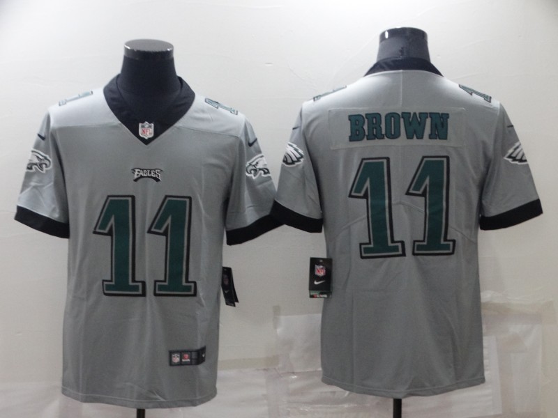 Men's Philadelphia Eagles A.J. Brown #11 Gray Inverted Jersey